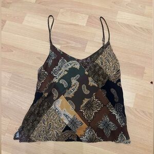 Olivaceous patchwork Paisley Cami Top